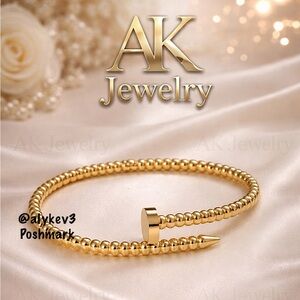 💎LUXURY High End Style Gold Nail Bracelet Stackable Bangle GP